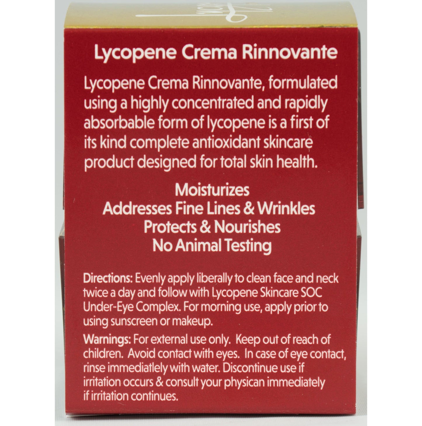 One 30 Ml Jar Lycopene Crema Rinnovante - Anti-Aging Cream, European Fashion Models Favorite with Astaxanthin, Hyaluronic Acid, with 20 Natural Organic Botanicals