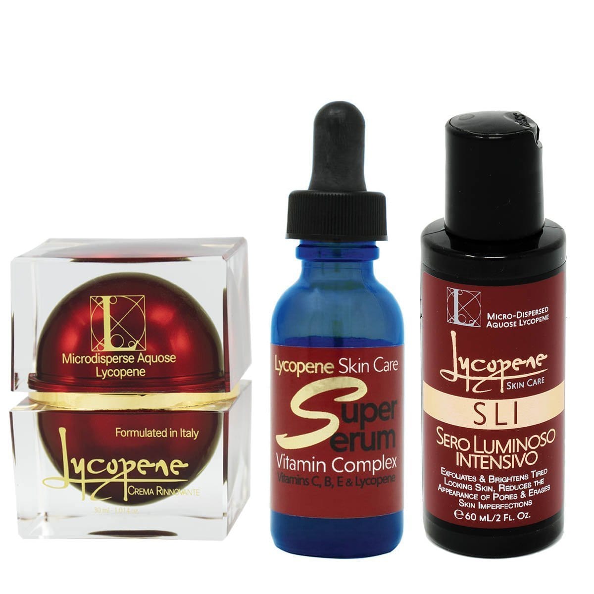 Combination of Lycopene Crema Rinnovante, Face Exfoliating Serum and Super Vitamin Serum - SAVE 20%