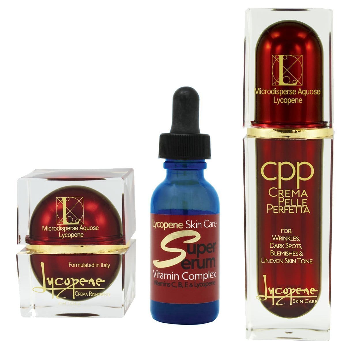 Combination of Lycopene Crema Rinnovante, Crema Pelle Perfetta, and Super Vitamin Complex Serum - Save 20%